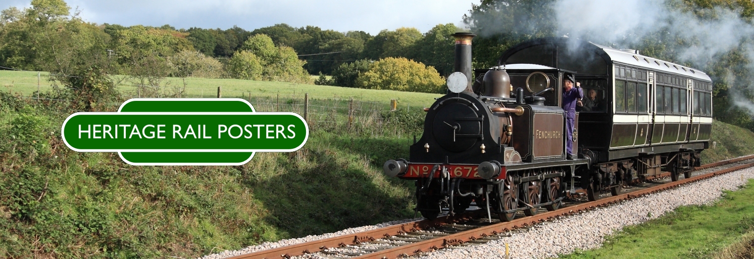 Heritage Rail Posters - Title image - Fenchurch on Hazelden Bank with the observation coach - Bluebell Railway